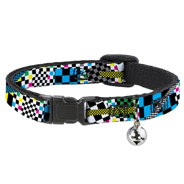 Cat Collar Breakaway - Funky Checkers Black White Neon Online