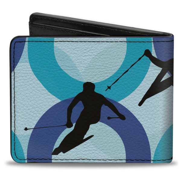 Bi-Fold Wallet - Action Ski Pose Silhouettes Rings Blues Black Fashion - Image 2