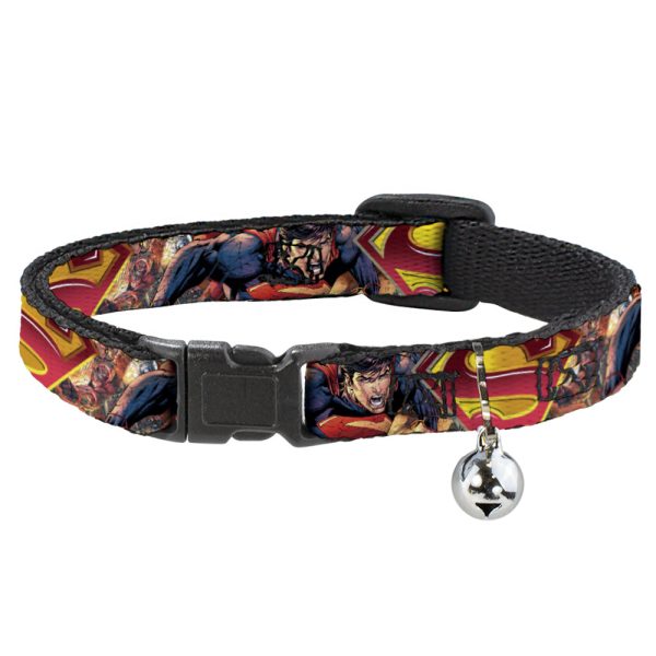 Cat Collar Breakaway - Superman Unchained Explosion Action Pose Wraith Shield Golds Reds Cheap