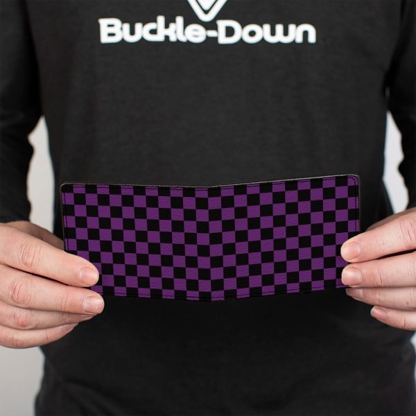 Bi-Fold Wallet - Checker Black Purple Online Sale - Image 4