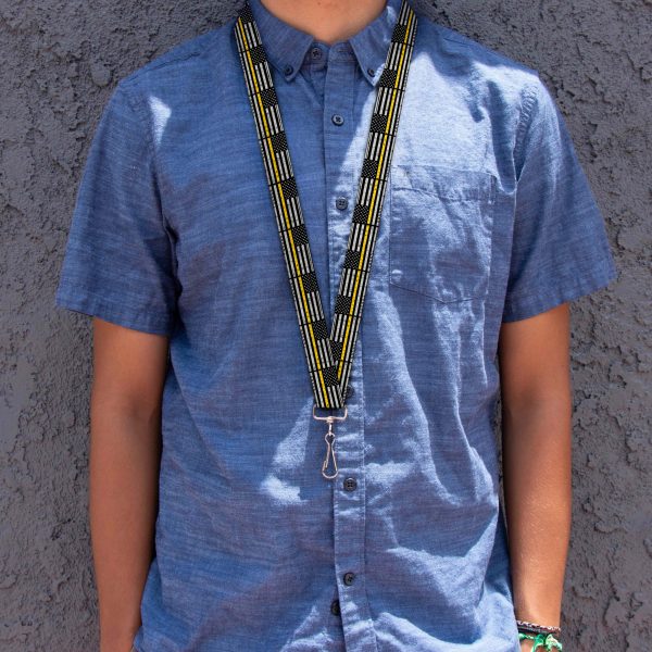 Lanyard - 1.0  - Thin Yellow Line Flag Weathered Black Gray Yellow For Cheap - Image 2