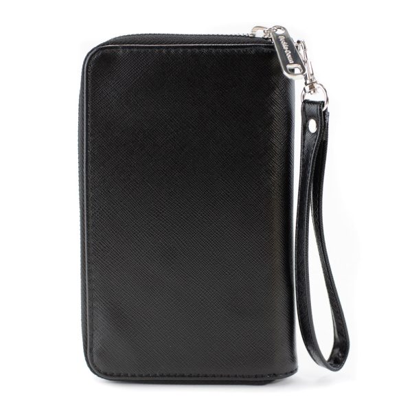 Women s PU Zip Around Wallet Rectangle - Mulan Dragon Icon Lattice Pattern Black Red For Discount - Image 5