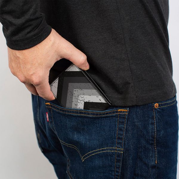 Bi-Fold Wallet - Chevron Weathered Black Grays on Sale - Image 5
