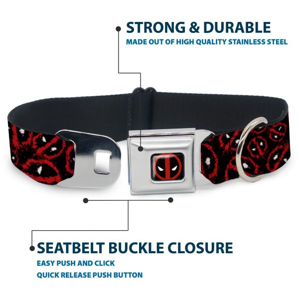 Deadpool Logo Black Red White Seatbelt Buckle Collar - Deadpool Splatter Logo Scattered Black Red White Online - Image 4