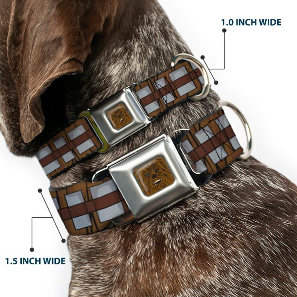 Star Wars Chewbacca Face CLOSE-UP Full Color Brown Seatbelt Buckle Collar - Star Wars Chewbacca Bandolier Bounding Browns Gray Fashion - Image 2