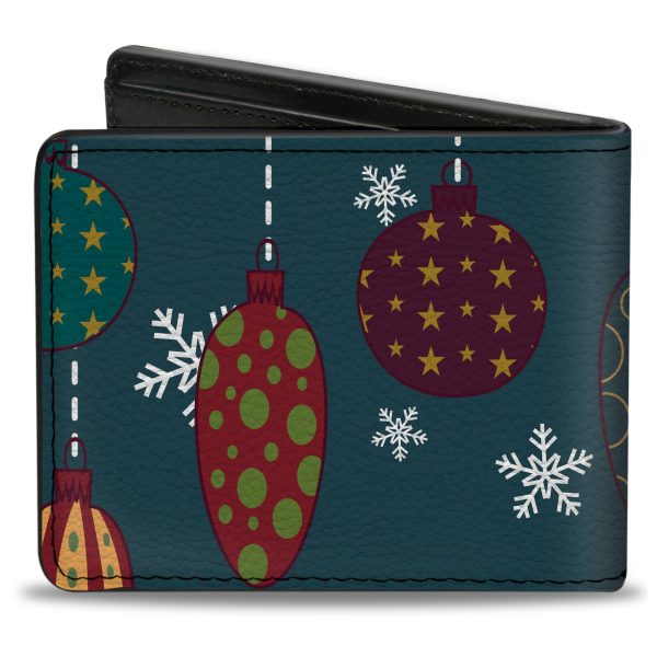 Bi-Fold Wallet - Christmas Ornaments Snowflakes Blue White Multi Color Online Sale - Image 2