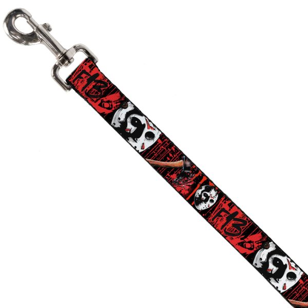 Dog Leash - FRIDAY THE 13th Jason Mask4 Axe Blood Splatter Black Red White Hot on Sale - Image 2