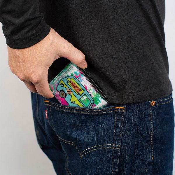Bi-Fold Wallet - Scooby & Shaggy Smiling + Mystery Machine Splatter White Pinks Greens For Sale - Image 5
