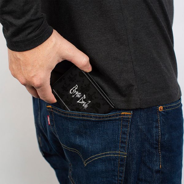 Bi-Fold Wallet - Corpse Bride Emily Victor Pose + Logo Grays Black White Online now - Image 5