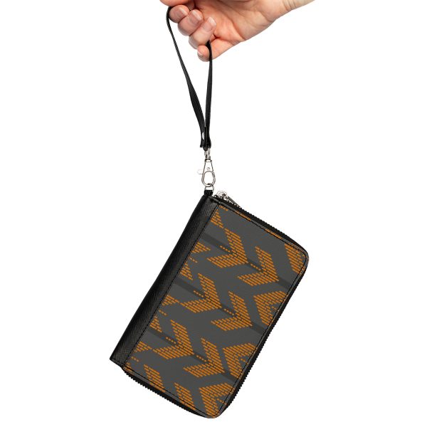 Women s PU Zip Around Wallet Rectangle - Chevron Stripe Grays Orange For Cheap - Image 2