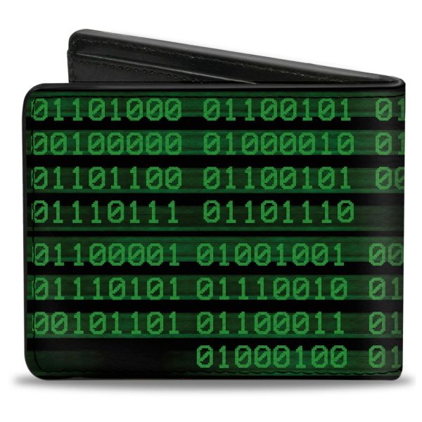 Bi-Fold Wallet - Binary Code Black Green Sale - Image 2